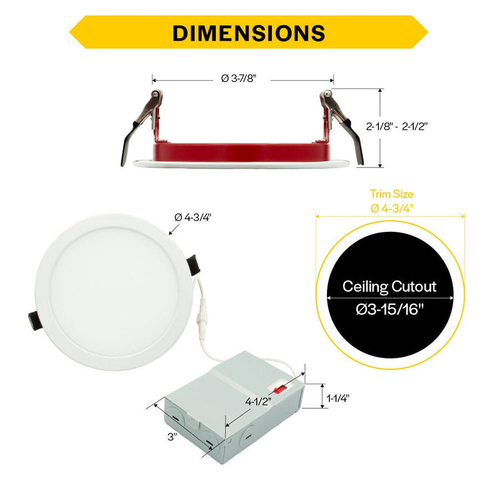 Halco - FRSDL-4-CS-ST-120V - Fire Rated 4in Slim Downlight Color Select 11W 900L Smooth Dimm product image