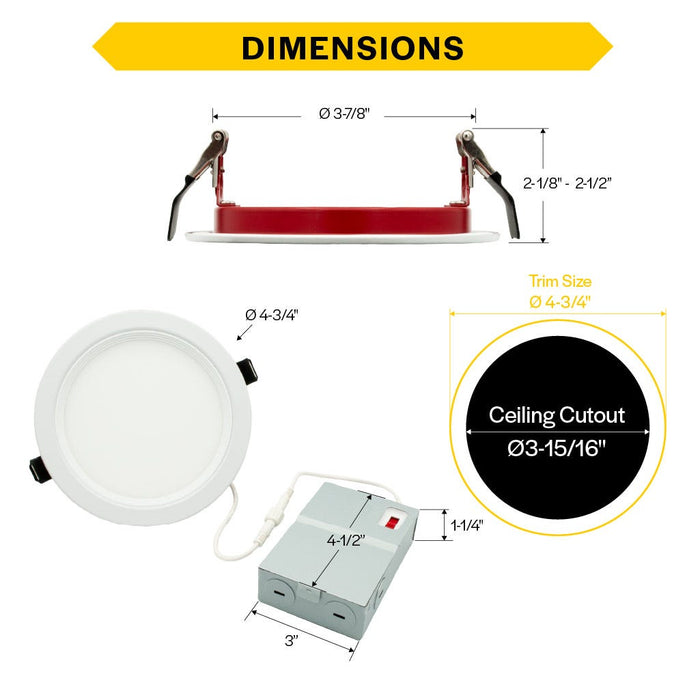 Halco - FRSDL-4-CS-BT-120V - Fire Rated 4in Slim Downlight Color Select 11W 900L Baffle Dimm product image