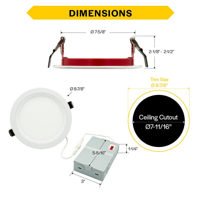 Halco - FRSDL-8-CS-BT-120V - Fire Rated 8in Slim Downlight Color Select 19W 1600L Baffle Dimm product image