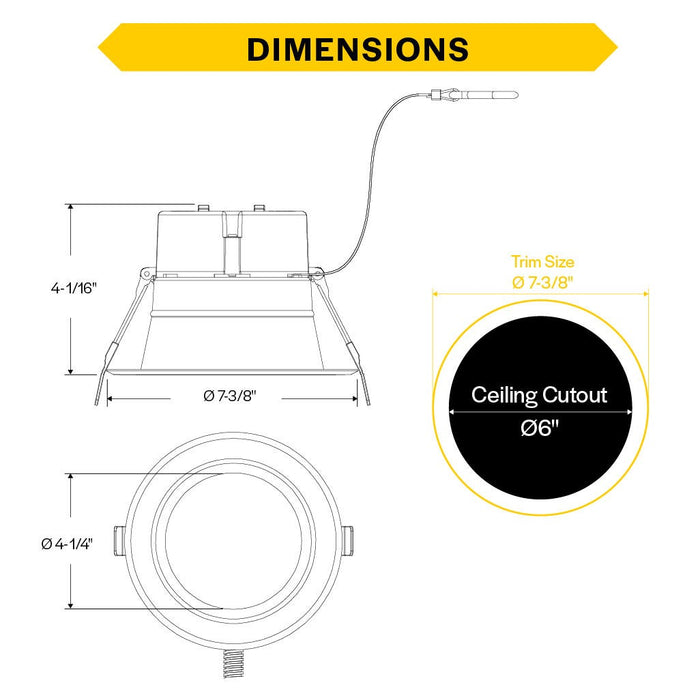 Halco - CDL-6-LS-CS-WH-DDV - Comm Retrofit Downlight 6" Lum & CCT Select Triac/0-10V WH product image