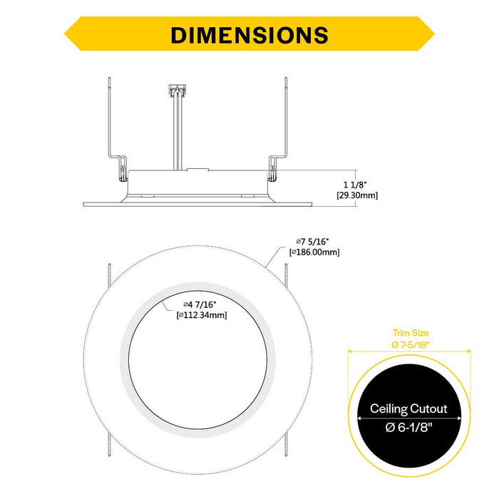Halco - PUSH-RSD-6-CS-BT-120V - Retrofit DL 6" Baffle 10W 900L Push Lens CCT Select Triac Dim product image