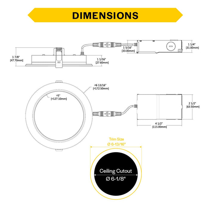 Halco - PUSH-SDL-6-CS-BT-120V - Slim DL 6" Baffle 13W 1100L Push Lens CCT Select Triac Dim product image