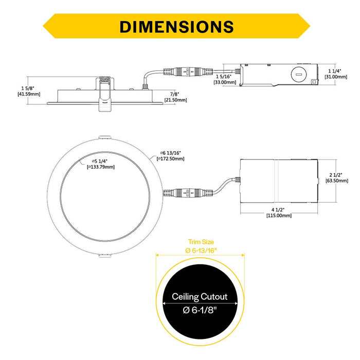 Halco - PUSH-SDL-6-CS-ST-120V - Slim DL 6" Smooth 13W 1100L Push Lens CCT Select Triac Dim product image