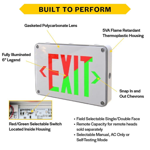 Halco - EMG-WLEX-WH-RG - Wet Location Exit White Red/Green Singe/Double Face RC product image
