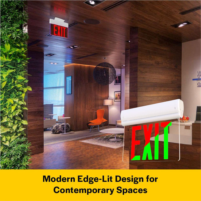 Halco - EMG-EDG-PL-RG - Emergence Thermoplastic Edgelit Exit Red/Green Single/Double Face product image