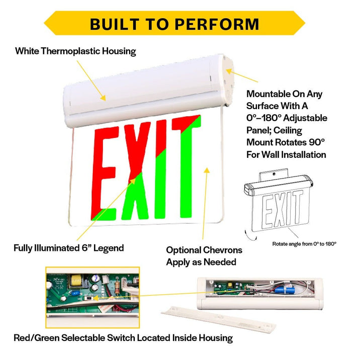 Halco - EMG-EDG-PL-RG - Emergence Thermoplastic Edgelit Exit Red/Green Single/Double Face product image