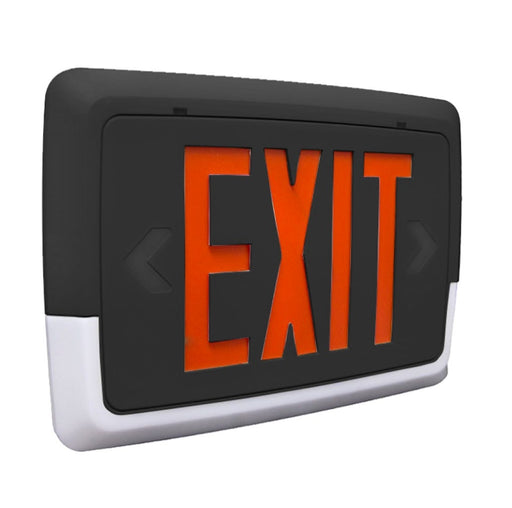 Halco - EMG-LPCU-R-BK - Low Profile Exit & Emergency Combo Single Face Red Legend Black Housing product image