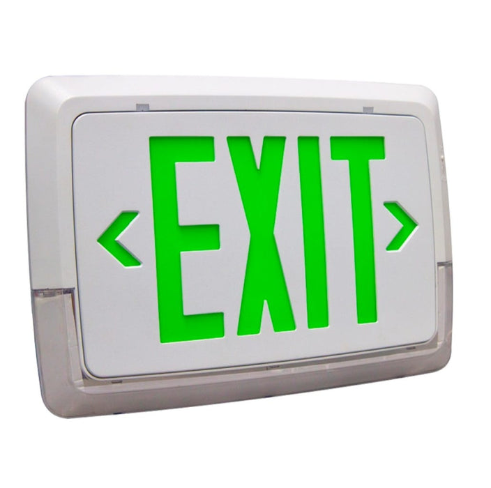 Halco - EMG-LPCU-G-WH - Low Profile Exit & Emergency Combo Single Face Green Legend White Housing product image