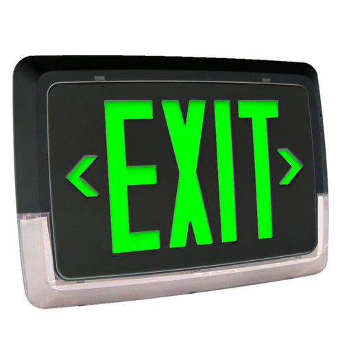 Halco - EMG-LPCU-G-BK - Low Profile Exit & Emergency Combo Single Face Green Legend Black Housing product image