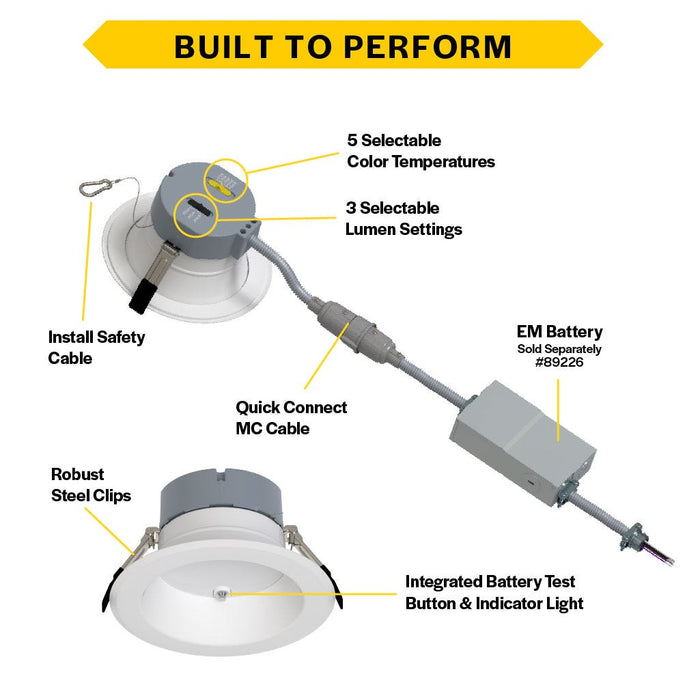 Halco - CDLEM-8-LS-CS-WH-DDV - Comm Retrofit DL EM Ready 8" Lum & CCT Select Triac/0-10V WH product image