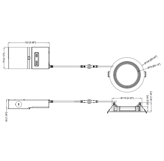 Halco - CSDL-4-LS-CS-BT-DDV - Commercial Slim Downlight 4in 13W Lumen-Color Select 660-1075lm Baffle Dimm product image