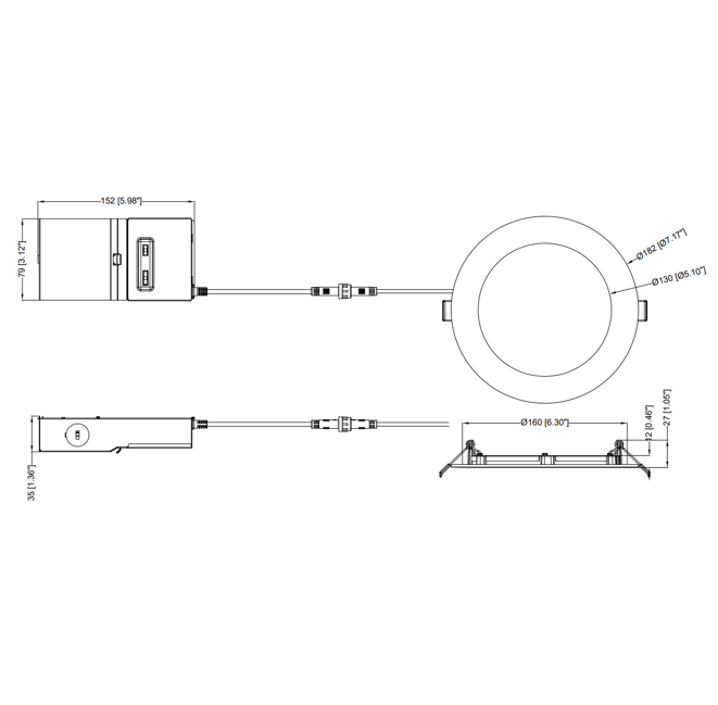 Halco - CSDL-6-LS-CS-ST-DDV - Commercial Slim Downlight 6in 15W Lumen-Color Select 820-1230lm Smooth Dimm product image