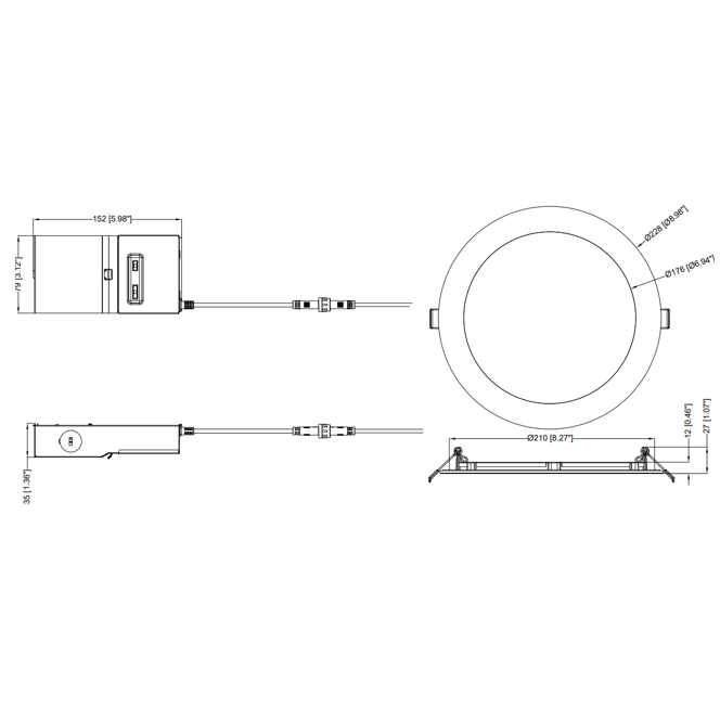 Halco - CSDL-8-LS-CS-ST-DDV - Commercial Slim Downlight 8in 18W Lumen-Color Select 1100-1500lm Smooth Dimm product image