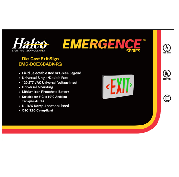 Halco - EMG-DCEX-BABK-RG - Emergence Die-Cast Exit Red/Green Legend Single/Double Brushed AL product image