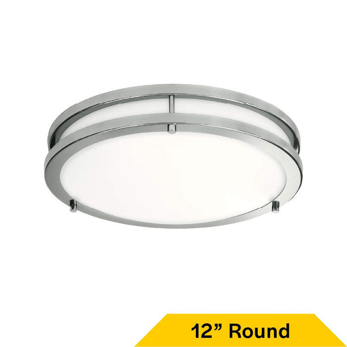 Halco - FM-DR12-CS-BN-120V - Double Ring Flush Mount 12" CCT Select WH/Nickel Triac Dim product image