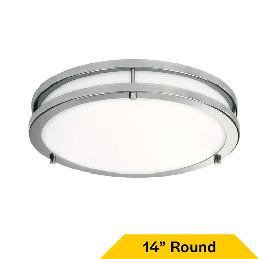 Halco - FM-DR14-CS-BN-120V - Double Ring Flush Mount 14" CCT Select WH/Nickel Triac Dim product image