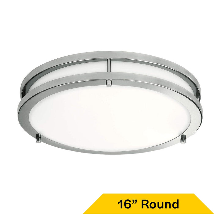 Halco - FM-DR16-CS-BN-120V - Double Ring Flush Mount 16" CCT Select WH/Nickel Triac Dim product image