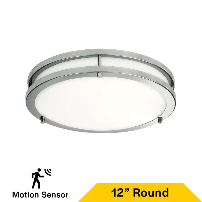 Halco - FM-DR12-CS-BN-120V-MW - Double Ring Flush Mount 12" w/MS CCT Select White/Nickel Dim product image
