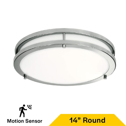 Halco - FM-DR14-CS-BN-120V-MW - Double Ring Flush Mount 14" w/MS CCT Select White/Nickel Dim product image