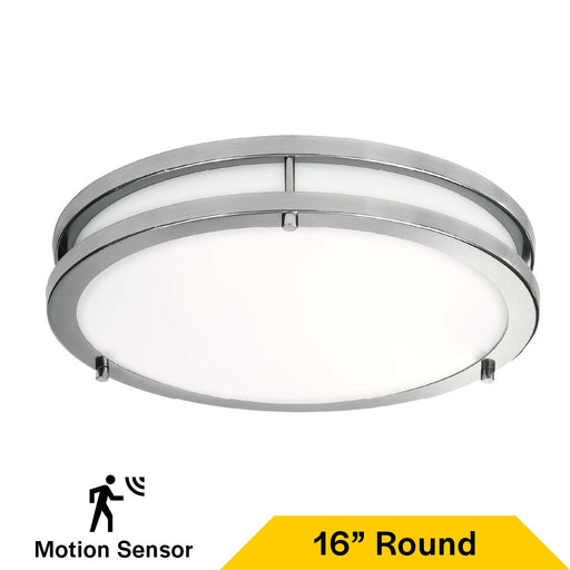 Halco - FM-DR16-CS-BN-120V-MW - Double Ring Flush Mount 16" w/MS CCT Select White/Nickel Dim product image