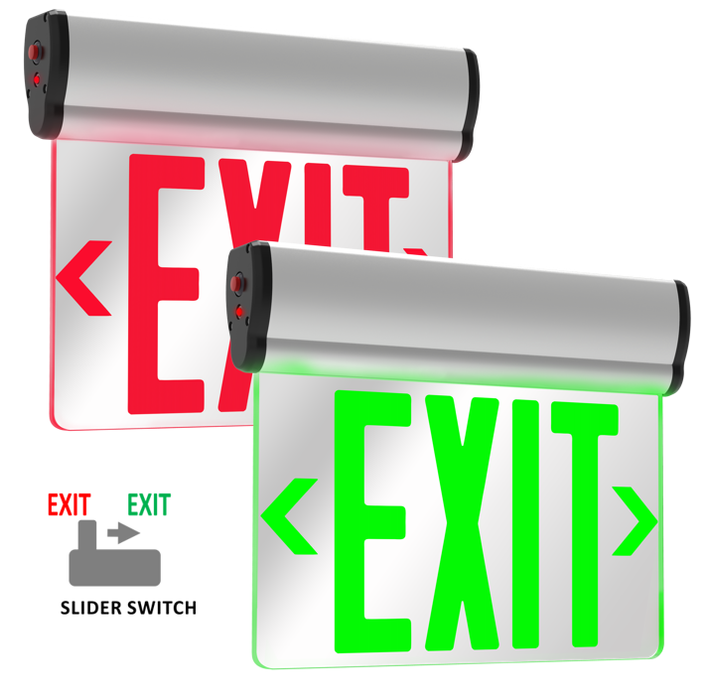 Halco - EMG-EDG-AL-RG - Emergence Aluminum Edgelit Exit Red/Green Single/Double Face product image