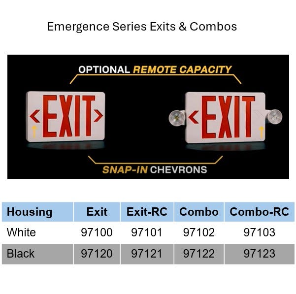 Halco - EMG-EXE-BK-RG - LED Exit Sign Black Thermoplastic Red/Green Single/Double Face product image