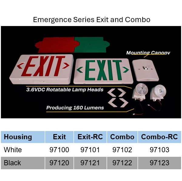Halco - EMG-EXE-BK-RG-RC - LED Exit Sign Black Thermoplastic Red/Green Sng/Dbl with RC product image