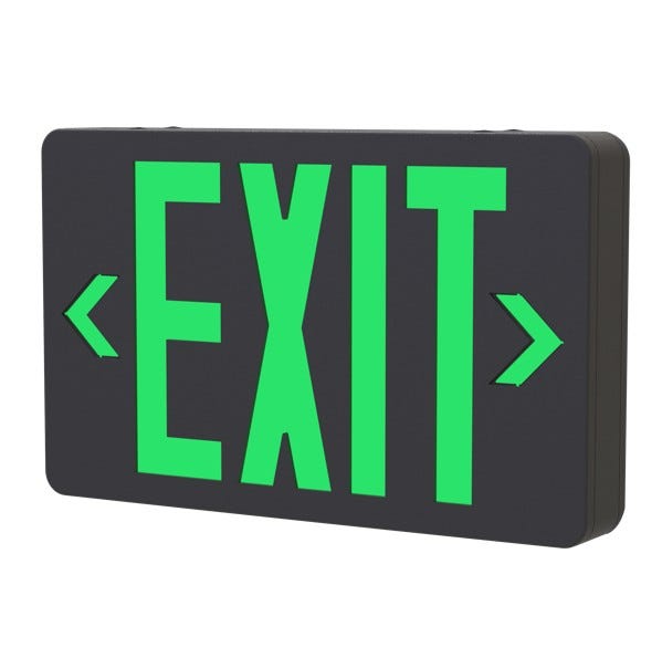 Halco - EMG-EXE-BK-RG - LED Exit Sign Black Thermoplastic Red/Green Single/Double Face product image