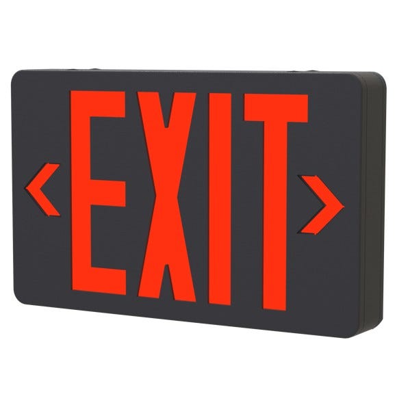 Halco - EMG-EXE-BK-RG - LED Exit Sign Black Thermoplastic Red/Green Single/Double Face product image