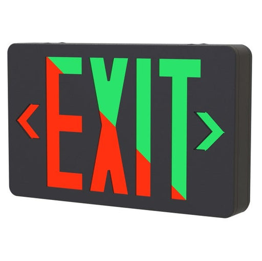 Halco - EMG-EXE-BK-RG - LED Exit Sign Black Thermoplastic Red/Green Single/Double Face product image