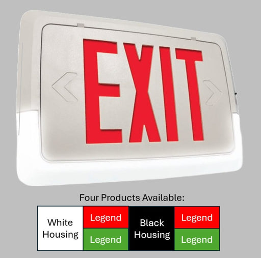 Halco - EMG-LPCU-R-WH - Low Profile Exit & Emergency Combo Single Face Red Legend White Housing product image
