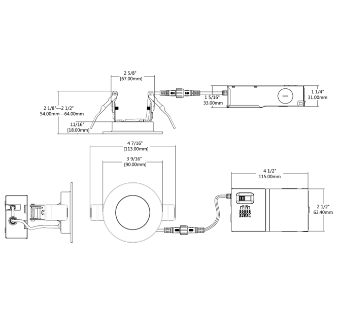 Halco - FRSDL-3-CS-ST-120V - Fire Rated 3in Slim Downlight Color Select 6.5W 500L Smooth Dimm product image