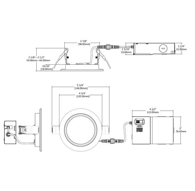 Halco - FRSDL-4-CS-BT-120V - Fire Rated 4in Slim Downlight Color Select 11W 900L Baffle Dimm product image