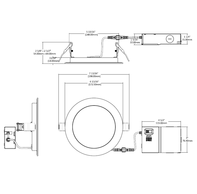 Halco - FRSDL-6-CS-ST-120V - Fire Rated 6in Slim Downlight Color Select 15W 1250L Smooth Dimm product image