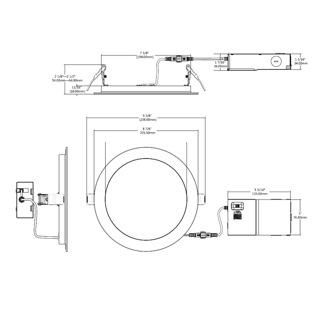 Halco - FRSDL-8-CS-ST-120V - Fire Rated 8in Slim Downlight Color Select 19W 1600L Smooth Dimm product image