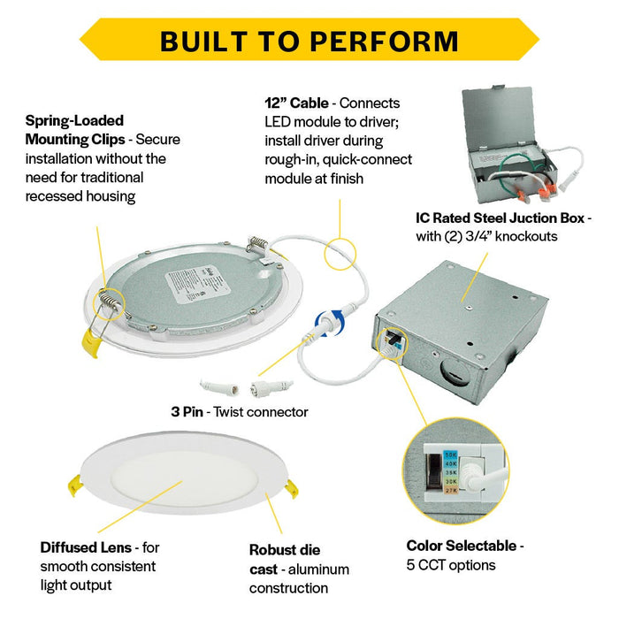 Halco - FSDLS5FR12/CCT/LED - LED Slim Downlight 5in 10W 2700K-5000K CCT Select Dimm JA-8 product image