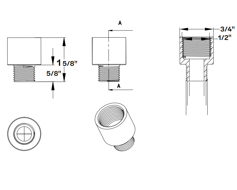 Halco - HRHB-PA - Hoverbay Round Highbay Pendant Adaptor 1/2 to 3/4 product image