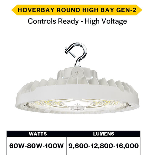 Made to Order Halco - HRHB-1-LS-CS-H-WH - Hoverbay HV HRHB-1 Lumen & 3-CCT Select Adj Beam CNTL-RDY WH Halco Lighting Technologies