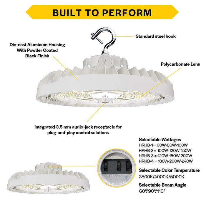 Halco - HRHB-4-LS-CS-U-WH - Hoverbay Lumen & 3-CCT Select 38K LM Adj Beam CNTL-Ready WH product image