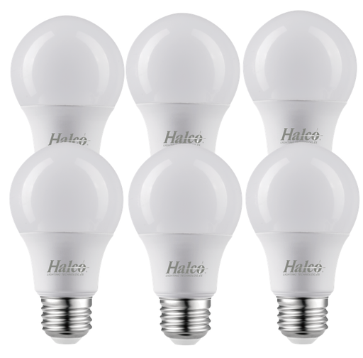 Halco - 9A19-LED5-930-D-T20T24-6PK - LED A19 9W 3000K 60W-Equiv 800L E26 Base Dimm T20 6-PACK product image