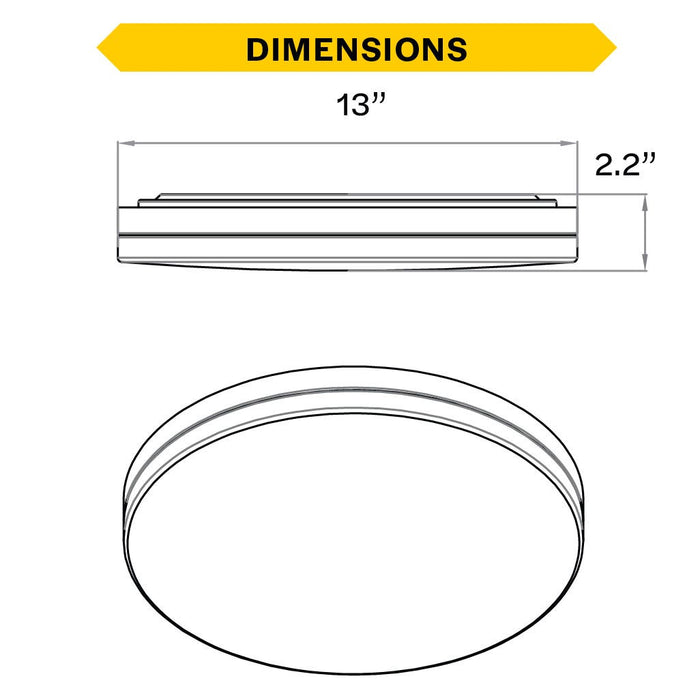 Halco - FM-FR13-CS-BG-120V - Modern 2-Tone Black/Gold Slim Flush Mount 13" CCT Select Dim product image