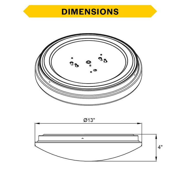 Halco - FM-M13-CS-WH-120V - White Mushrom Flush Mount 13" CCT Select Triac Dim product image