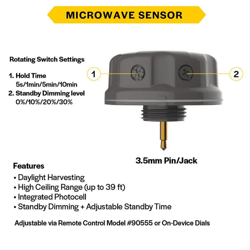Halco - HSN-SEN-PIR-DAY-010-3.5-BK - Haisen PIR Sensor 3.5mm Pin Dimming PC Daylight Harvest 39' product image