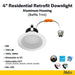 Halco - RDL4-8-CS-BT - LED Retrofit Downlight 4in 8W CCT Select Dimm Baffle Trim product image