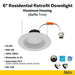 Halco - RDL6-10.5-CS-BT - LED Retrofit Downlight 6in 10.5W CCT Select Dimm Baffle Trim product image