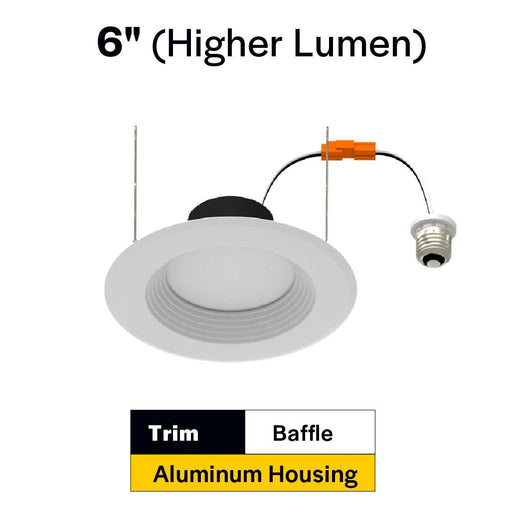 Halco - RDL6-14-CS-BT - LED Retrofit Downlight 6in 14W CCT Select Dimm Baffle Trim product image