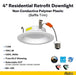 Halco - RDLC-4-CS-BT-120V - Resi Retrofit Downlight 4" 700lm Baffle 27-50K Triac Dim 7.5W product image