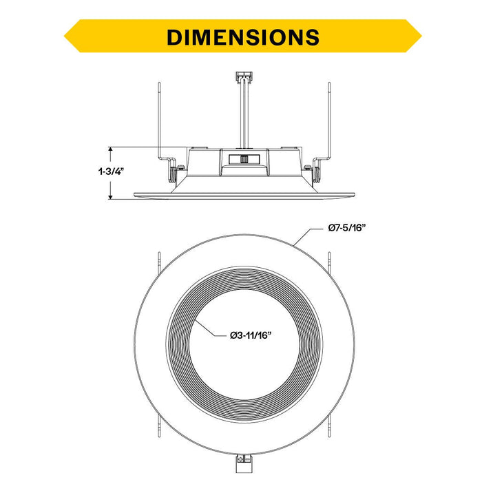 Halco - RDLC-6-CS-BT-120V - Resi Retrofit Downlight 6" 900lm Baffle 27-50K Triac Dim 10W product image