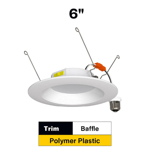 Halco - RDLC-6-CS-BT-120V - Resi Retrofit Downlight 6" 900lm Baffle 27-50K Triac Dim 10W product image