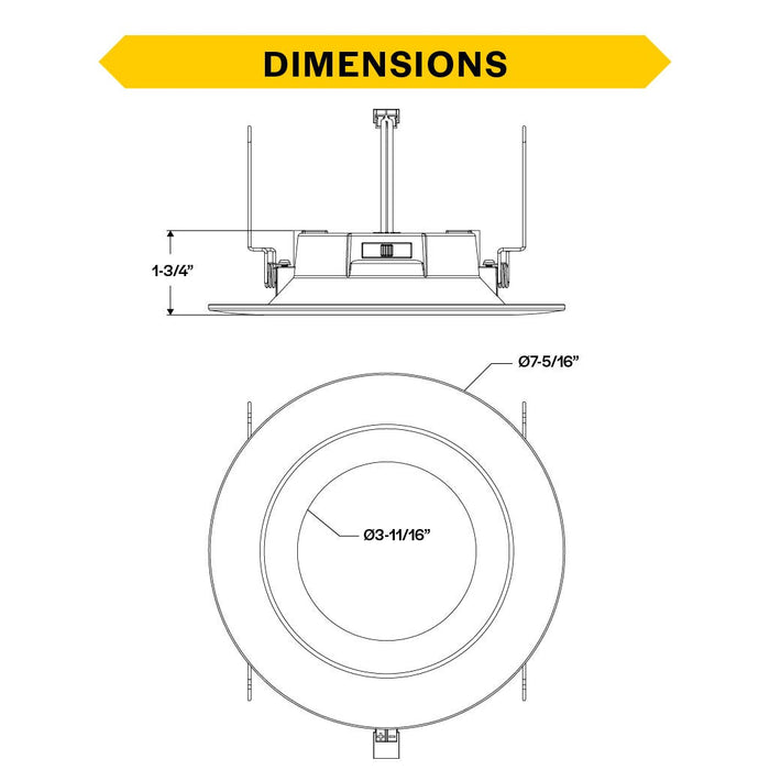 Halco - RDLC-6-CS-ST-120V - Resi Retrofit Downlight 6" 900lm Smooth 27-50K Triac Dim 10W product image
